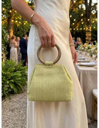 BOLSOS DE MANO AMARILLO LIMA CON ASA RIGIDA | INVITADAS BODA