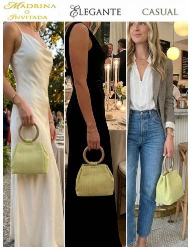 BOLSOS DE MANO AMARILLO LIMA CON ASA RIGIDA | INVITADAS BODA