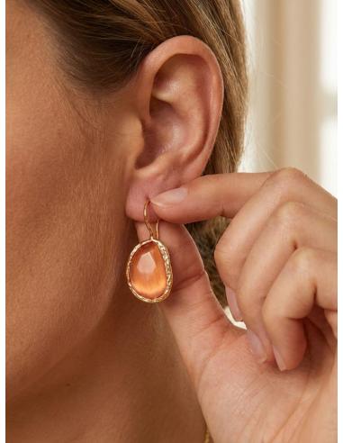 PENDIENTES MUJER PEQUEÑOS DE PIEDRA DE COLOR | LOOK CASUAL