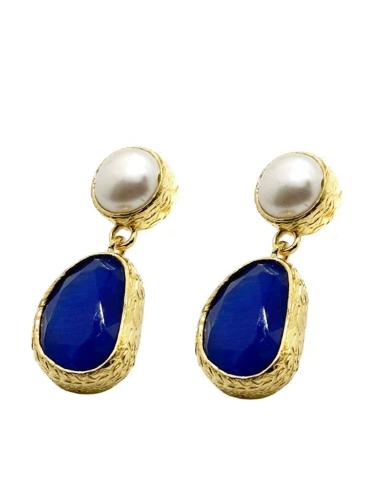 PENDIENTES PEQUEÑOS DE MUJER PERLA Y PIEDRA COLOR | DIA Y NOCHE
