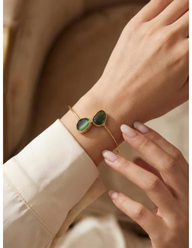 PULSERAS FINAS PARA MUJER DOBLE PIEDRA Y BAÑO ORO | BODA Y EVENTO