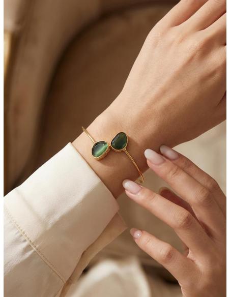 PULSERAS FINAS PARA MUJER DOBLE PIEDRA Y BAÑO ORO | BODA Y EVENTO