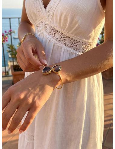 PULSERAS FINAS PARA MUJER DOBLE PIEDRA Y BAÑO ORO | BODA Y EVENTO