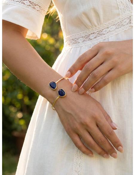 PULSERAS FINAS PARA MUJER DOBLE PIEDRA Y BAÑO ORO | BODA Y EVENTO