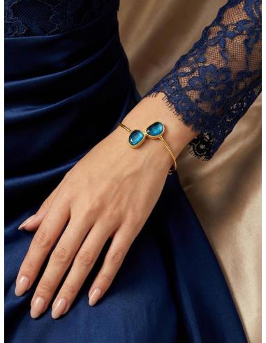 PULSERAS FINAS PARA MUJER DOBLE PIEDRA Y BAÑO ORO | BODA Y EVENTO