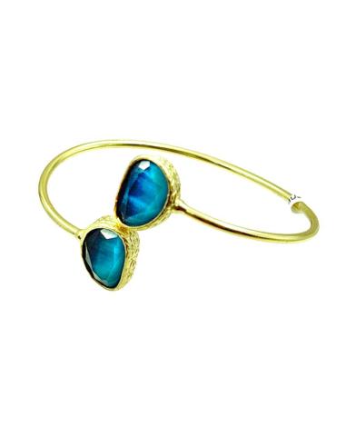 PULSERAS FINAS PARA MUJER DOBLE PIEDRA Y BAÑO ORO | BODA Y EVENTO