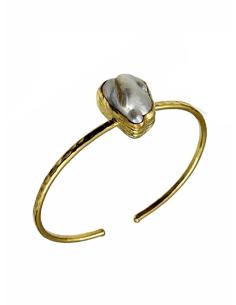 Imagen del producto PULSERAS MUJER DORADAS CON PERLA BARROCA | BODAS Y BAUTIZOS