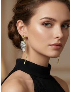 PENDIENTES MUJER DORADOS LARGOS CON PERLA | INVITADAS DE BODAS 2