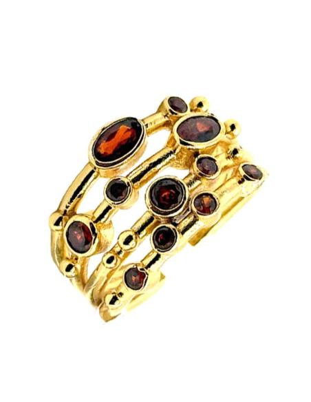 ANILLOS DORADOS CUATRO HILERAS DE PEDRERIA | BAÑO DE ORO