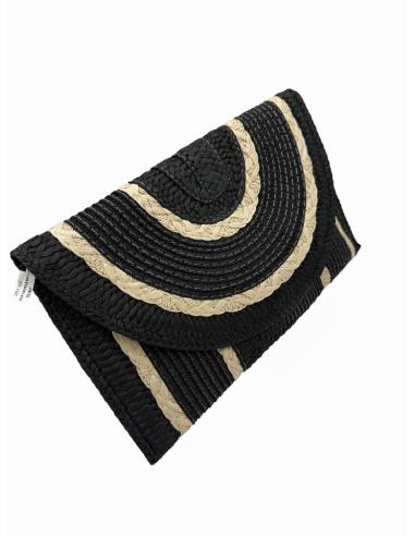 BOLSOS NEGROS ESTILO RAFIA CON RIBETE BEIGE ROTO | CARTERAS VERANO