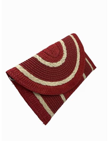 BOLSOS ROJOS ESTILO RAFIA CON RIBETE BEIGE | CARTERAS VERANO