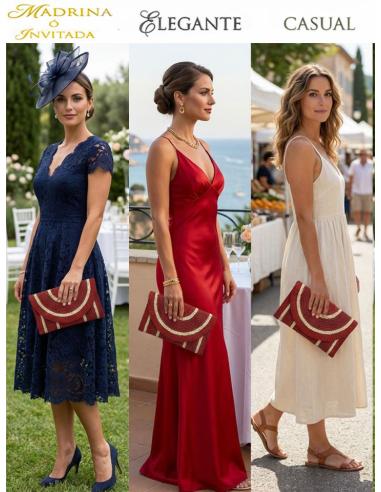 BOLSOS ROJOS ESTILO RAFIA CON RIBETE BEIGE | CARTERAS VERANO