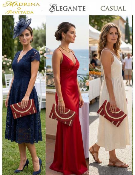 BOLSOS ROJOS ESTILO RAFIA CON RIBETE BEIGE | CARTERAS VERANO