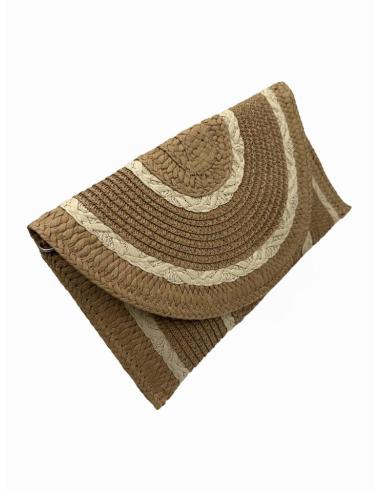 BOLSOS MARRON CAMEL ESTILO RAFIA CON RIBETE BEIGE | CARTERAS VERANO