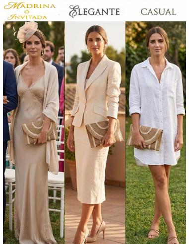 BOLSOS MARRON CAMEL ESTILO RAFIA CON RIBETE BEIGE | CARTERAS VERANO