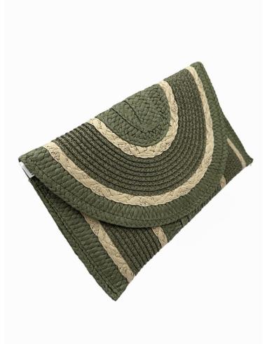 BOLSOS VERDES TONO SECO CON RIBETE ESTILO RAFIA | CARTERAS VERANO