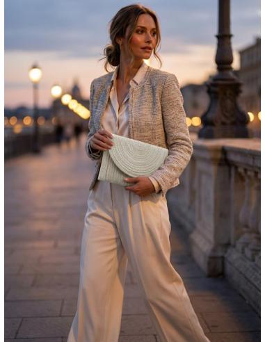 CARTERAS MUJER BLANCAS ROTO CON PLATEADO | BOLSOS BODA VERANO