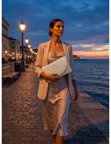 CARTERAS MUJER BLANCAS ROTO CON PLATEADO | BOLSOS BODA VERANO