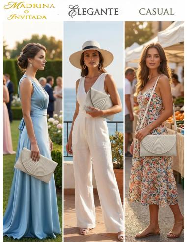 CARTERAS BLANCAS VERANIEGAS PARA INVITADAS BODA | BOLSOS RAFIA