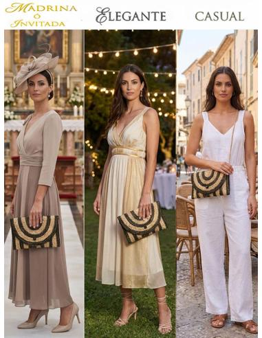 CARTERAS VERANIEGAS DE RAFIA EN NEGRO Y DORADO | BOLSOS MODA