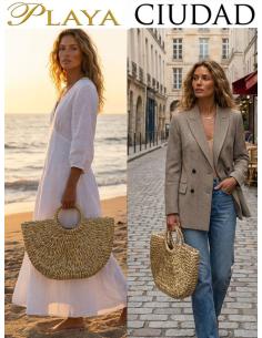 CAPAZOS BEIGE NATURAL Y DORADO BOLSOS DE VERANO | PLAYA Y CIUDAD 2