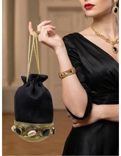 BOLSOS NEGROS BOMBONERA CON PEDRERIA PARA BODAS | INVITADA Y MADRINA 2