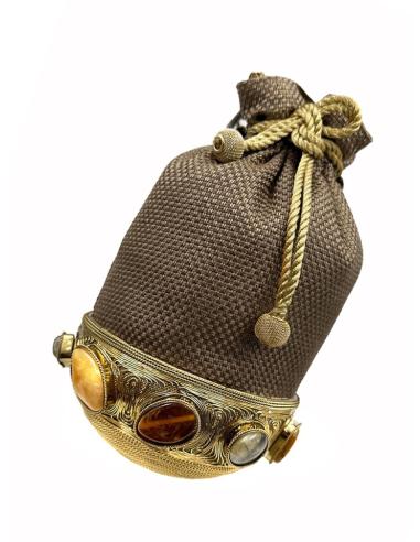 BOLSO MARRON BOMBONERA CON PEDRERIA PARA BODAS | INVITADA Y MADRINA