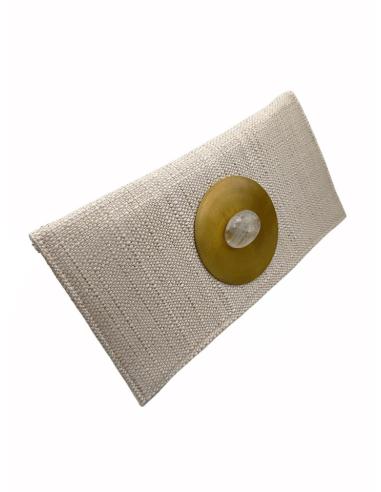 BOLSOS BEIGE ROTO CARTERA DECORADA CON CUARZO | BODA Y BAUTIZO