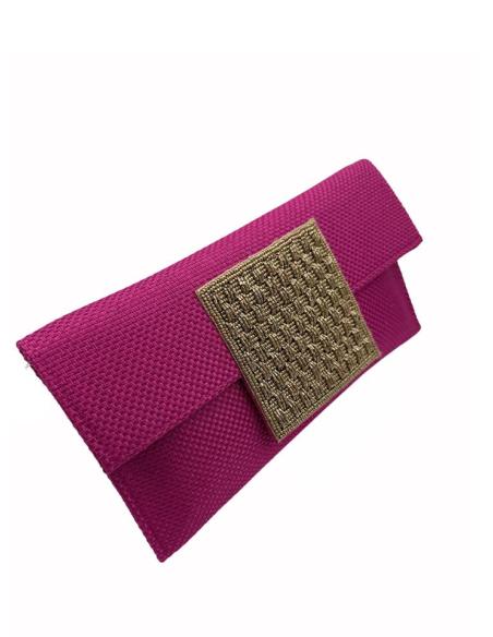 BOLSOS FUCSIA CEREZA CARTERA CON SOLAPA DECORADA | BODA,BAUTIZO