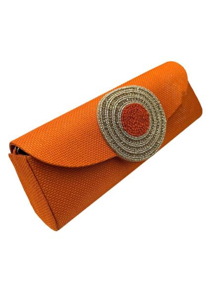 BOLSOS PARA BODA NARANJAS BAGUETTE CON ROSETON | DIA Y NOCHE