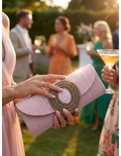 BOLSOS PARA BODA ROSA PASTEL CON ROSETON | DIA Y NOCHE 2