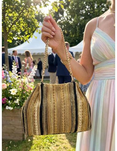 BOLSOS DE ASA CORTA DORADOS Y NEGROS PARA INVITADA | MADRINA BODAS