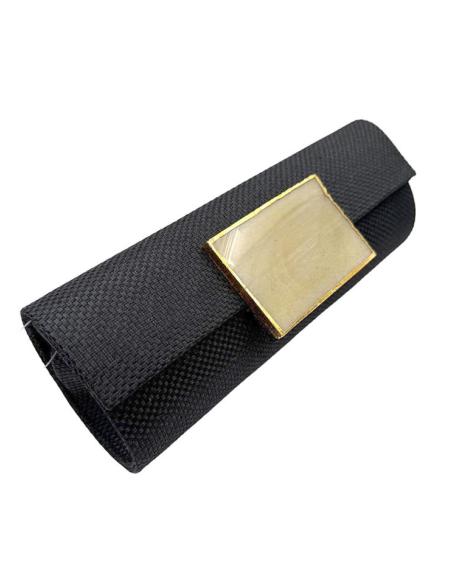 BOLSOS DE BODA NEGROS CON PIEDRA CUADRADA | BAGUETTE INVITADA