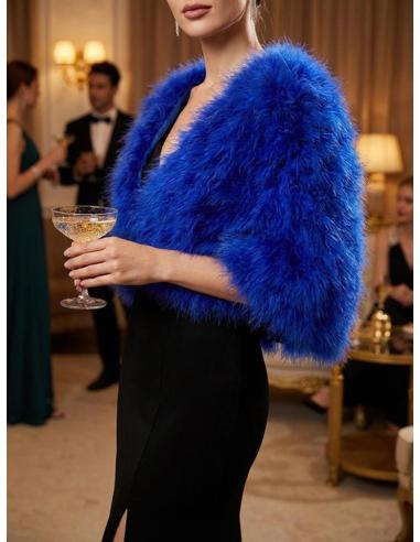 ESTOLAS AZULANAS ELEGANTES CON PLUMAS DE MARABU PARA BODAS