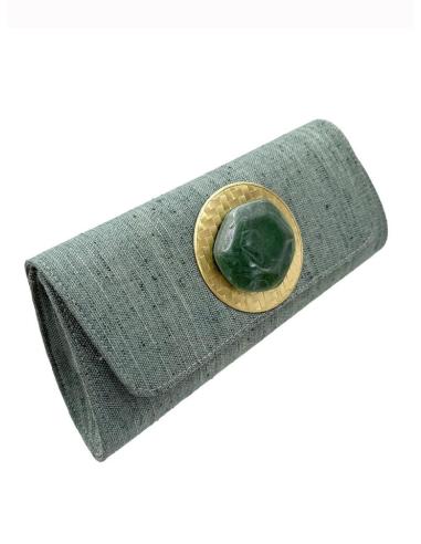 BOLSOS VERDES DE BODA CARTERA CON ROSETON Y PIEDRA | INVITADA,MADRINA