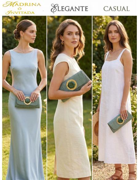 BOLSOS VERDES DE BODA CARTERA CON ROSETON Y PIEDRA | INVITADA,MADRINA