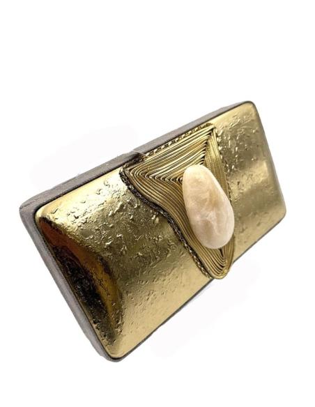 CLUTCH ORO VIEJO PARA BODAS DECORADO CON PIEDRA | BOLSO INVITADA