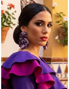 PENDIENTES INVITADA MALVAS GRANDES DE FLORES TELA | ESTILO FLAMENCA 2