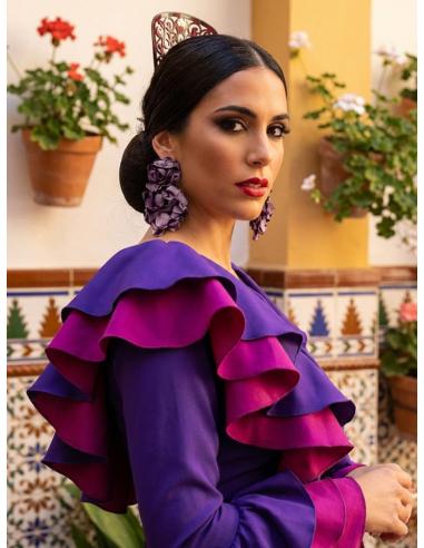 PENDIENTES INVITADA MALVAS GRANDES DE FLORES TELA | ESTILO FLAMENCA