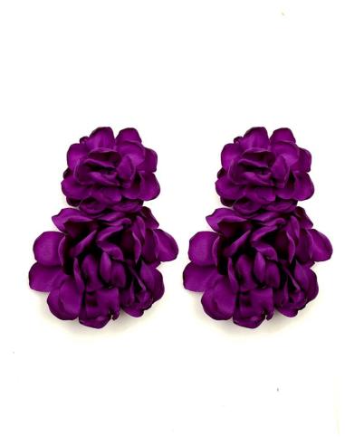 PENDIENTES INVITADA MORADOS GRANDES FLORES DE TELA | ESTILO FLAMENCA