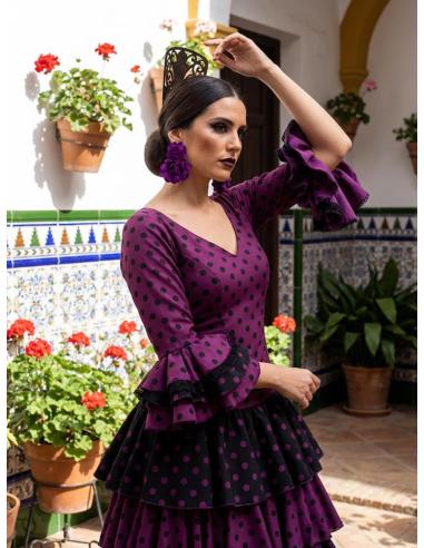 PENDIENTES INVITADA MORADOS GRANDES FLORES DE TELA | ESTILO FLAMENCA