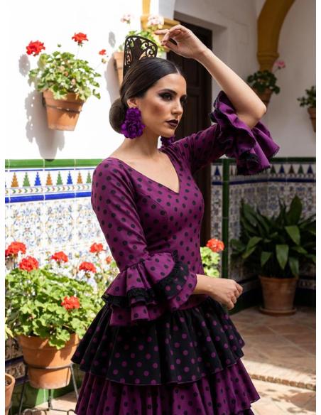 PENDIENTES INVITADA MORADOS GRANDES FLORES DE TELA | ESTILO FLAMENCA