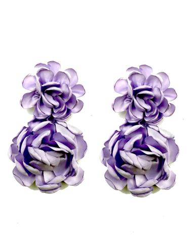 PENDIENTES INVITADA LILAS GRANDES FLORES DE TELA | ESTILO FLAMENCA