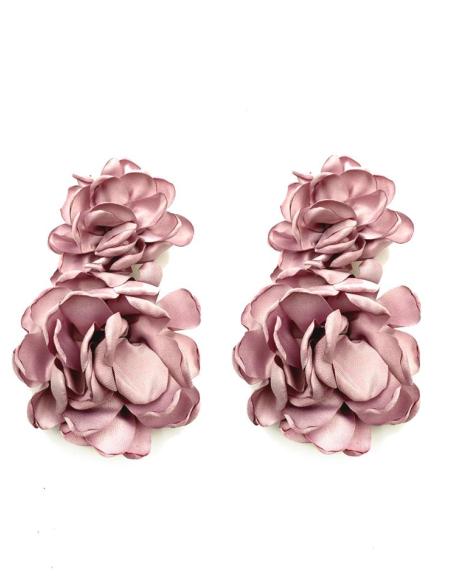 PENDIENTES INVITADA ROSAS GRANDES FLORES DE TELA | ESTILO FLAMENCA