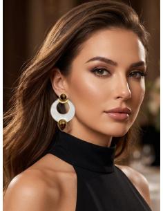 PENDIENTES DE AROS BLANCOS Y MARRONES OJO DE TIGRE | JOYAS BODA 2