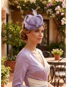 TOCADO INVITADA BODA CASQUETE LILA CON PEDRERIA | MADRINA