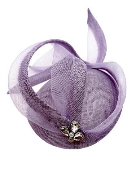 TOCADO INVITADA BODA CASQUETE LILA CON PEDRERIA | MADRINA