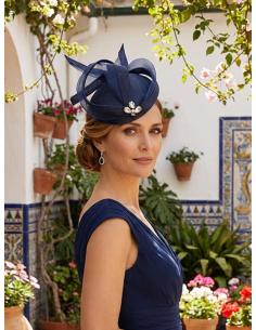 TOCADO INVITADA BODA CASQUETE AZUL MARINO | MADRINA