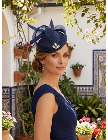 TOCADO INVITADA BODA CASQUETE AZUL MARINO | MADRINA