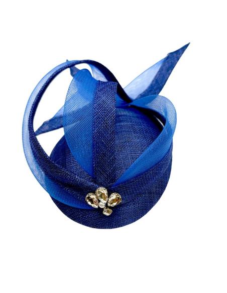 TOCADO INVITADA BODA CASQUETE AZULON CON PEDRERIA | MADRINA